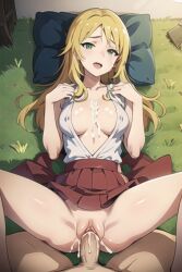 1boy ai_generated female idolmaster miki_hoshii sex vagina yellow_hair