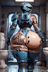 1boy 3d 3d_animation ai_generated animated ass halo_(series) huge_ass male original_character sandy_boy_(artist) spartan_(halo) walking