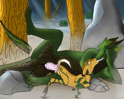 anal anal_sex anthro anthro_on_feral backlash91 bondage bound cervine crying cum cum_in_ass cum_inside deer dragon female feral forced forest interspecies kissing licking male male_on_feral pain penetration penis scalie sex size_difference straight tongue tree vines zoophilia