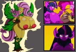 2013 angry animewave anthro anthrofied bat big_breasts big_nipples blue_eyes blush breast_squish breasts brown_fur claws comic draconequus equine female fluttershy_(mlp) friendship_is_magic grey_background hair horn horse huge_breasts hybrid leaves long_nails looking_at_viewer multicolored_hair my_little_pony nipples nude open_mouth pink_fur pink_hair pinkie_pie_(mlp) plain_background plant pony purple_eyes purple_fur sharp_teeth straight_hair surprised teeth thorns transformation twilight_sparkle_(mlp) unimpressed wings yellow_background yellow_fur