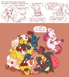 4boys ampharos anal anal_sex ass brown_background canine canine_penis conjoined cum cum_in_ass cum_in_mouth cum_inside erection fellatio feral fur furry furry_only gangbang gay group group_sex horsecock knot large_penis licking lucario male male_only mawile mega_ampharos mega_lucario mega_mawile mega_mewtwo_y mewtwo monochrome multi_head nintendo no_humans nude oral partially_colored penetration penis pokemon pokemon_(species) saliva sheer_(artist) testicles text threesome tongue video_games yaoi