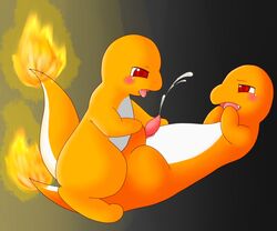 blush charmander cum fire male nintendo penis pisho pokémon_(species) pokemon red_eyes reptile scalie tail tail_fire video_games