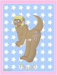 barefoot blonde_hair cum ducko hair male male_only mustelid otter penis solo