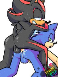 amuzoreh anal anal_sex anthro anus ass balls black_fur blue_hair cum cum_in_ass cum_inside fur furry green_eyes hair hedgehog male male_only mammal multiple_males open_mouth penetration penis red_eyes sega sex shadow_the_hedgehog sonic_(series) sonic_the_hedgehog yaoi