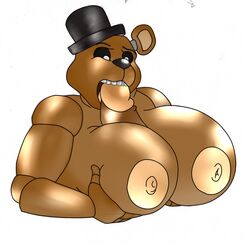 1boy 1girls anthro bear big_penis bnom92 breasts digital_art disembodied_penis female five_nights_at_freddy's freddy_(fnaf) hat huge_breasts large_breasts male mammal mundo09 nipples nude paizuri penis rule_63 straight