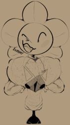 animate_inanimate battle_for_bfb battle_for_dream_island bfdi blushing dialogue female flower_(bfdi) nipple_bulge object_show object_shows ponk ripping_clothing sketch smile stickman sweater underboob winking_at_viewer