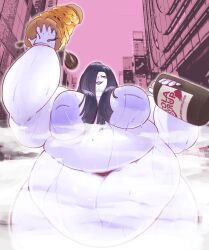 1girls bbw black_hair breasts cooooookin fat fat_female fat_fetish female food ghost ghost_girl himani obese obese_female