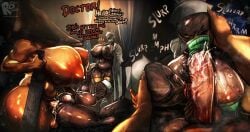 big_breasts big_penis bodily_fluids breasts clothing cum dialogue eyeless face_mask face_mask_bikini fellatio female genital_fluids genitals group hand_on_head herm hi_res human humanoid intersex intersex/female konami mammal melee_weapon nipples nurse_(silent_hill) nurse_clothing oral penetration penile penis pyramid_head rongodombo sex signature silent_hill size_difference sound_effects sweat sword trio vein veiny_breasts veiny_penis weapon