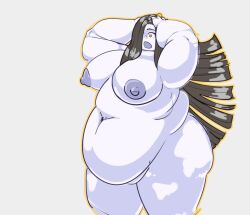 1girls bbw black_hair cooooookin fat fat_female fat_fetish female ghost ghost_girl hands_on_head himani overweight overweight_female yiiking_out