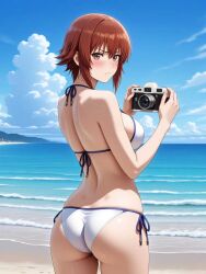 1girls ai_generated angry ass_focus bikini camera grand_blue kotegawa_chisa looking_back