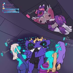 animal_genitalia apode ass balls bandai_namco breasts canid canine covering covering_face digimon digimon_(species) draconcopode drone elf female fur fur_markings genitals hi_res horn intersex iona_itova legless male mammal markings mind_control naga nipples paws penis renamon serpentine sheath tagme tail trapknight uxie_(trapknight)