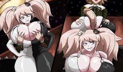 1boy 2d_(artwork) alt3r_eg0 bending_over big_breasts chihiro_fujisaki clothed_sex clothing danganronpa danganronpa:_trigger_happy_havoc digital_drawing_(artwork) doggy_style dress enoshima_junko erect_penis from_behind from_behind_position fujisaki_chihiro hair hair_ornament hotdogging huge_ass junko_enoshima large_ass large_breasts precum precum_drip presenting smug_face squeezing squeezing_breasts squeezing_butt squished_breasts that_one_random_junko_dress_trend thick_thighs tight_clothing tight_fit wide_hips