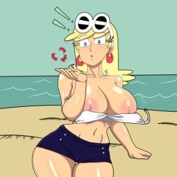 1girls beach breasts_out leni_loud leon_pazchowder nickelodeon solo the_loud_house