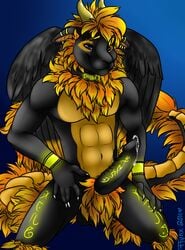 2011 anthro balls erection flynx-flink furry male male_only muscles no_humans penis pose presenting sandalf solo wings