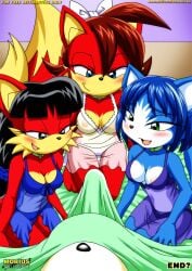 bbmbbf black_hair blue_hair blush bra collar comic crossover erection_under_blanket femsub fiona_fox fox_boy fox_girl furry happy_trance harem hypnotic_accessory kneeling krystal li_moon maledom miles_tails_prower multiple_girls nintendo open_mouth palcomix red_hair see-through short_hair sonic_the_hedgehog_(series) star_fox tagme tech_control text underwear