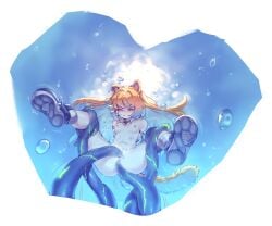 anal anal_sex animal_ears arms_behind_back arms_tied_behind_back asphyxiation blonde_hair blush bound breasts double_penetration drowning female green_eyes ju_fufu mostly_nude navel nipples one_eye_closed pussy rape rou_(rou22) small_breasts tail tentacle tentacle_rape tentacle_sex tentacles tied_up underwater vaginal_penetration zenless_zone_zero