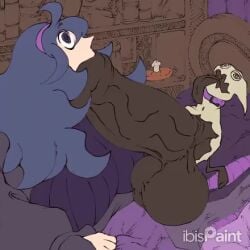 bedroom blowjob chubby_female deepthroat hex_maniac huge_cock hyper_penis mimikyu pokemon pokephilia small_but_hung tagme video