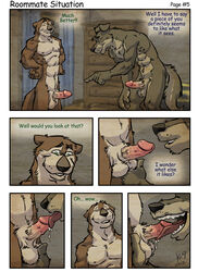 balls canine comic dialog dripping english_text erection fellatio furry gay k-9 licking male male_only mustelid no_humans nude oral oral_sex otter penis saliva sex text toned tongue vein yaoi