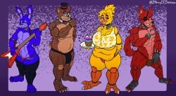 2025 accessory animatronic anthro ass avian barrybensonberry beak bear bib big_breasts big_penis bird bonnie_(fnaf) breasts brown_body canid canine chica_(fnaf) chicken claws clothing colored condom condom_wrapper cupcake cupcake_(fnaf) digital_drawing_(artwork) digital_media_(artwork) ear_piercing electronics exposed_robotics eye_patch eyewear female femboy fingers five_nights_at_freddy's fluffy fluffy_tail food fox foxy_(fnaf) freddy_(fnaf) fur galliform gallus_(genus) genitals gold_(metal) gold_ear_ring gold_tooth group guitar hair hair_accessory hair_tie half-closed_eyes hat headgear headwear hi_res holding_object holding_plate hook hook_hand lagomorph leporid looking_at_viewer machine male mammal microphone muscular muscular_anthro muscular_male musical_instrument narrowed_eyes nipples overweight overweight_male penis phasianid piercing plucked_string_instrument portrait rabbit robot sagging_belly scottgames sexual_barrier_device signature simple_background small_penis small_tail smile speedo speedo_pull standing stretch_marks string_instrument swimwear tail thick_thighs three-quarter_portrait tied_hair toe_claws top_hat