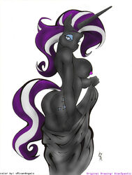 alex_spastic anthro breasts dream equine female friendship_is_magic horn horse my_little_pony nightmare_rarity nude rarity_(mlp) risenangel straight_hair unicorn