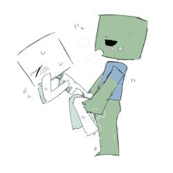 2boys minecraft minecraft_mob mob mob_face mojang monster skeleton skeleton_(minecraft) tagme white_background zombie zombie_(minecraft)