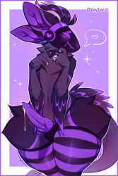 absurd_res anthro avali bodily_fluids clothed clothing collar cum cum_on_penis day1or fluffy fluffy_thighs footwear genital_fluids genitals heart_symbol hi_res hybrid knot machine male panties panties_down partially_clothed penis protogen protovali socks solo tartaluga thick_thighs underwear underwear_down winged_arms wings