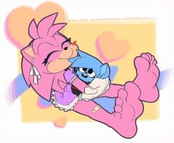 0r0ch1 2024 amy_rose artist_signature barefeet barefoot big_feet blush bottomless_female commission feet female female_only foot_fetish foot_focus heart hedgehog marketable_plushie pink_fur plushie short_dress sonic_(series) sonic_the_hedgehog_(series)