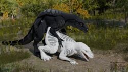 3d_(artwork) all_fours animated blender_(artwork) bodily_fluids digital_media_(artwork) dinosaur duo female female_penetrated feral from_behind_position genital_fluids genitals grabbing_from_behind grass hip_grab humping interceptor landscape loop low_res male male/female male_penetrating male_penetrating_female mating_grip open_mouth outside outside_sex penetration penis plant prehistoric_species public public_sex reptile rock scalie sex slit_penis spread_legs spreading tail thatman_23 tree vaginal_fluids vaginal_penetration x_(thatman_23) xaria_(thatman_23)