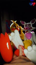 angry competitive double duo_focus feet five_nights_at_freddy's five_nights_at_freddy's_2 foot_fetish foot_focus group hi_res mangle_(fnaf) rookieanimator210 scottgames seduced seducing_viewer seductive toy_chica_(fnaf)