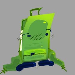 backpack_(hfjone) blush_lines cum cum_drip cum_inside drooling green_backpack hfj_one hfjone liam_plecak_(hfjone) male male_only miniature object_show object_shows on_floor on_knees one_eye_half-closed open_mouth solo solo_male stunned