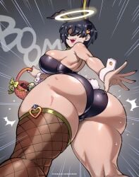 1girls ass breasts bunny_ears bunny_tail female female_focus female_only helltaker large_breasts light-skinned_female light_skin looking_at_viewer looking_back michael_(helltaker) solo supersatanson thick_thighs thighhighs thighs wide_hips