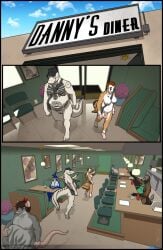 after_vore agro_alba_(character) alligator alligatorid andromorph anthro apple apron avian bell belly bird booth_seating clothing condiment crocodilian danny_(owligatorstudios) dannys_diner dragon equid equine eyewear feathers female food fruit gesture glass_door glasses group gynomorph hat headgear headwear hi_res horse intersex jewelry lights male mammal murid murine mythological_creature mythological_scalie mythology necklace nonbinary_(lore) nude owl owligatorstudios plant plant_pot potted_plant purse rat reptile rodent scalie seat segremores suid suine sus_(pig) tablet tattoo vore waving wild_boar