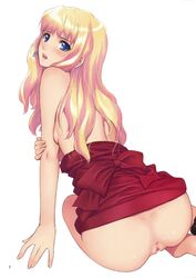 ass blonde blonde_hair breasts clothing dress female long_hair macross macross_frontier no_bra no_panties sheryl_nome tagme