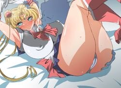 ass bed bishoujo_senshi_sailor_moon blush breasts cameltoe clothing erect_nipples erect_nipples_under_clothes kunifuto large_breasts lying panties sailor_moon shadow skirt tears usagi_tsukino