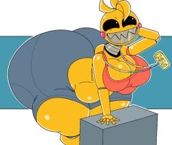 1girls animatronic animatronic_female ass ass_focus big_ass big_breasts breasts chicken chicken_girl cleavage female five_nights_at_freddy's five_nights_at_freddy's_2 fnaf furu_flami hyper hyper_ass megan_fox robot robot_girl scottgames solo toy_chica_(fnaf) transformers transformers_(bayverse)