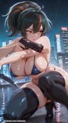 1girls 2024 ai_generated animated black_hair breasts female female_focus female_only gun high_heels holding_gun holding_knife holding_pistol knife lips makeup micro_bikini multicolored_hair pistol rain raining red_hair solo solo_female solo_focus stable_diffusion streaked_hair tagme thick_thighs thigh_highs thighhighs thighs uncensored video wardens watermark wet wet_clothes wet_clothing wet_skin zenless_zone_zero zhu_yuan