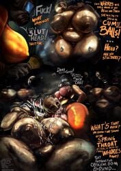 2_missing_limbs amputee audience big_breasts big_penis bodily_fluids breasts coil-head_(lethal_company) crouching cum cum_on_breasts dialogue disability fellatio female genital_fluids genitals group herm hi_res human humanoid intersex intersex/female lethal_company mammal nipples oral oral_penetration orange_jumpsuit penetration penile penis rongodombo sex signature size_difference smile sound_effects spring