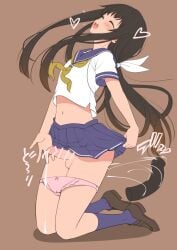 1boy anal anal_fluid anal_object_insertion asaga_aoi balls bar_censor black_hair blue_sailor_collar blue_skirt blue_socks blush bow bow_panties brown_hair censored closed_eyes clothes_lift crossdressing crossdressing_(mtf) cum cumdrip dildo ejaculating_while_penetrated ejaculation erection frilled_panties frills gradient_hair handsfree_ejaculation head_back huge_dildo kneeling legs_together loafers long_hair long_sidelocks low-tied_long_hair male_focus male_penetrated multicolored_hair navel neckerchief object_insertion open_mouth original panties penis pink_panties raised_inner_eyebrows ribbon sailor sailor_collar saliva saliva_trail_between_teeth sex_toy shoes sidelocks simple_background skirt skirt_lift socks solo straight_hair teeth testicles tongue translated trap underwear upper_teeth_only very_long_hair very_long_sidelocks white_ribbon yellow_neckerchief