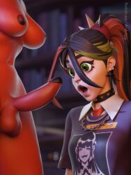 1080p 1futa 1futa1girl 1girls 2025 3d 3d_(artwork) :o areolae balls big_penis blender breasts clothed clothing dark_areola dark_areolae dark_nipples demon demon_futa demon_girl desdemona_(fortnite) drdrigg epic_games erect_penis erection fortnite fortnite:_battle_royale freckles freckles_on_face futa_on_female futanari green_eyes helsie_(fortnite) hi_res highres light-skinned_female light_skin medium_breasts nipples nude nude_female nude_futa nude_futanari on_knees penis red_body red_skin red_skinned_futa shocked shocked_expression surprised surprised_expression teenage_girl teenager thick_penis watermark wide_eyed