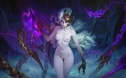 armpits belly belly_button breasts clawed_fingers claws dark_elf dark_elf_female default_skin demonic_hands edit edited edited_art edited_official_artwork elf elf_female elf_girl heterochromia high_resolution highres immortal intimidating kilugirl long_hair long_white_hair medium_thighs mobile_legends mobile_legends:_bang_bang naked_edit nipples nipples_exposed nude nude_edit nude_female obsidia obsidia_(mobile_legends) official_art ominous_background pink_lips purple_and_violet_eyes purple_eye pussy pussy_exposed serious_face serious_look slim_body slim_girl slim_thighs small_breasts thighs thin_body thin_female tummy uncensored violet_eye white_hair white_hair_female white_skin white_skinned_female