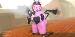 1girls 3d 3d_(artwork) 3d_render ass attention_(pressure) big_ass breasts cap female forsaken_(roblox) gloves happy ktiiejiju_(artist) nipples normal_breasts pink_body plug_tail plushie pose pressure_(roblox) roblox roblox_game robloxian self_upload skateboard tagme tail tv veeronica watermark