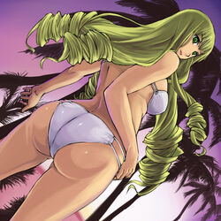 ass bikini blonde_hair curls looking_back panties tagme