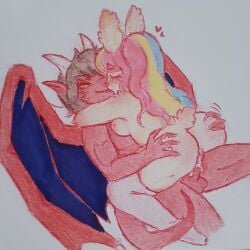 2024 2_horns 4_fingers anthro arm_around_neck ass balls bangs bent_arm bent_leg big_butt black_eyebrows black_hair blonde_hair blue_eyes blue_hair blue_wings blush blush_lines bodily_fluids breasts bunny_(suzeart) clothing colored_line_art colored_pencil_(artwork) cum cum_in_vagina cum_inside dragon duo english_description eyebrow_through_hair eyebrows eyelashes female female_anthro fingers fur genital_fluids genitals hair heart_symbol hi_res holding_butt horn interspecies kiss_on_lips kissing lagomorph legwear leporid long_ears long_hair male male/female male_anthro mammal marker_(artwork) medium_breasts membrane_(anatomy) membranous_wings motion_lines multicolored_hair mythological_creature mythological_scalie mythology nipples no_pupils nude nude_anthro nude_female nude_male penetration penile penile_penetration penis penis_in_vagina pink_clothing pink_hair pink_legwear pink_nipples pink_nose pink_thigh_highs pointy_ears pyron rabbit red_balls red_line_art red_penis red_tail scalie scut_tail short_hair short_tail simple_background smile smiling_at_another suzeart tail tan_body tan_fur tan_tail thigh_highs thigh_highs_only traditional_media_(artwork) translucent translucent_hair vaginal_penetration vulva white_background white_horn winged_dragon wings yellow_eyes