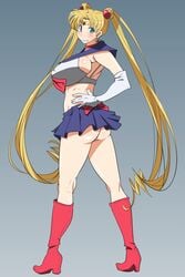 ass bishoujo_senshi_sailor_moon blush breasts clothed clothing erect_nipples erect_nipples_under_clothes huge_breasts kunifuto large_breasts sailor_moon skirt smile usagi_tsukino