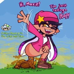 callie_(splatoon) clothed happy marie_(splatoon) public scat smell sorollos splatoon squatting squid_sisters tagme waving wink