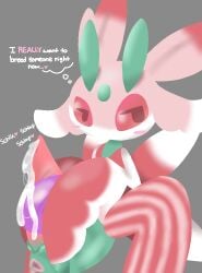 1boy 2025 abdomen antennae antennae_(anatomy) anthro anus arthropod arthropod_humanoid background blush blushing cum cumming english_text generation_7_pokemon green_body green_skin grey_background insect insect_abdomen insect_humanoid insects long_penis looking_away lurantis male male_only masturbation penis pinap_juice pink_body pink_skin pokemon pokemon_(species) pokemon_sm sex_toy slit squatting