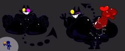 2025 anal anal_sex anthro anus ass balls bent_over big_balls big_butt big_penis black_body black_ears black_eyes black_fur black_tail blue_body cheshire_cat_(species) cross deltarune digital_media_(artwork) domestic_cat faith_the_unholy_trinity father_john_ward_(faith) felid feline felis floating friend_(deltarune) fur genitals group heart_creature heterochromatic_scleras heterochromia holding_cross holding_object huge_balls huge_butt huge_cock human hyper hyper_genitalia hyper_penis looking_back lying male male/male male_penetrated male_penetrating male_penetrating_male mammal moobs obese obese_anthro obese_male on_back one_eye_closed organ_creature overweight overweight_anthro overweight_male penetration penile penile_penetration penis penis_in_ass pink_sclera presenting presenting_hindquarters rear_view red_body sex smile superiorfox tail teeth thick_thighs three-quarter_view trio undertale_(series) vein veiny_penis wink x_anus yellow_sclera
