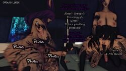 ahe_gao beauty_mark big_ass bigger_dom_smaller_sub bigger_futa claws collar cum cumming demon dialogue doggy_style doggy_style_position fangs femboy ffxiv final_fantasy_xiv futa_on_femboy futa_on_male futanari goth goth_boy goth_makeup gothic gpose(ffxiv) gpose_(ffxiv) grabbing_hips imp olly_v_(ffxiv) penis_piercing plap punishment purple_hair size_difference square_enix sweat sweatdrop sweating thighs tongue tongue_out viera