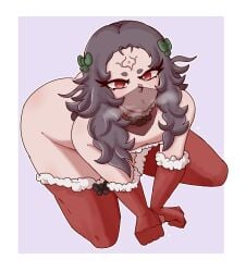 1girls 2024 ass bbdouble christmas christmas_outfit fire_emblem fire_emblem_fates kneeling nintendo nyx_(fire_emblem) solo