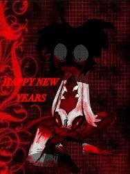 black_hair blood blood_on_face blood_puddle blood_stain bones clitoris crying crying_with_eyes_open genitals gore_focus happy_new_year knife open_wound organs original original_character pussy razor_blade retro_artstyle